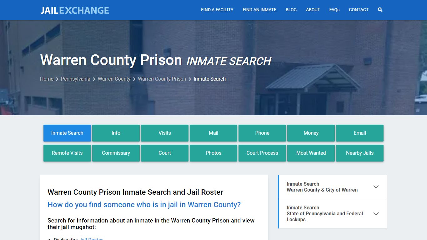 Inmate Search: Roster & Mugshots - Warren County Prison, PA - Jail Exchange
